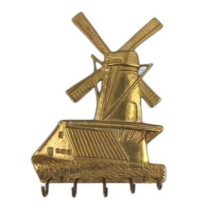 VTG Solid Brass Windmill Key Rail Key Hanger Key Hooks From Fritz Brass Wall Art